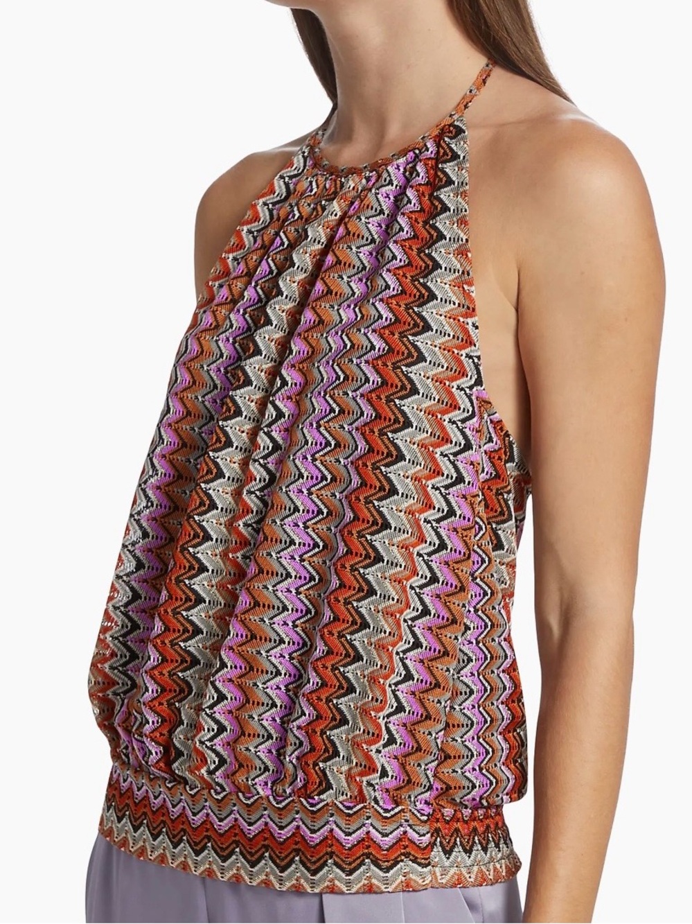 Ramy Brook Adda Open-Knit Zig-Zag Tank Top Size M NWOT